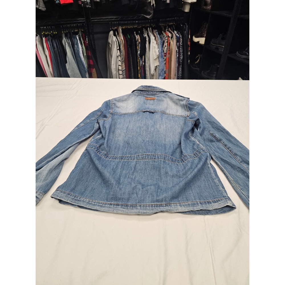 Guess Los Angeles Womens Denim Utility Jacket Medium Wash Drawstring Waist M - Picture 3 of 11
